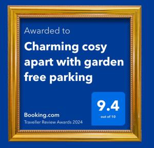 a picture of a frame with the text upgraded to channeling cozy agent with garden at Charming cosy apart with garden free parking in Claye-Souilly