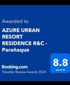 AZURE URBAN RESORT RESIDENCE R&C - Parañaque tesisinde sergilenen bir sertifika, ödül, işaret veya başka bir belge