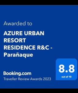 Palkinto, sertifikaatti, kyltti tai muu asiakirja, joka on esillä majoituspaikassa AZURE URBAN RESORT RESIDENCE R&C - Parañaque