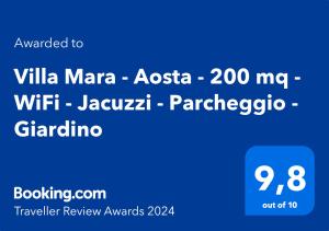 Сертификат, награда, табела или друг документ на показ в Villa Mara - Aosta - 200 mq - WiFi - Jacuzzi - Parcheggio - Giardino