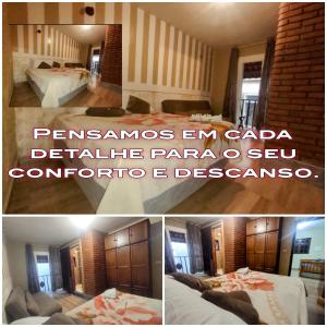 a collage of two pictures of a room at Hospedagem San Gonzales Two in Sorocaba