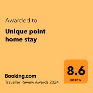 Certifikát, hodnocení, plakát nebo jiný dokument vystavený v ubytování Unique point home stay