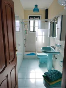 ein Bad mit einer Dusche, einem WC und einem Waschbecken in der Unterkunft Anaga y La laguna a tus pies in Santa Cruz de Tenerife