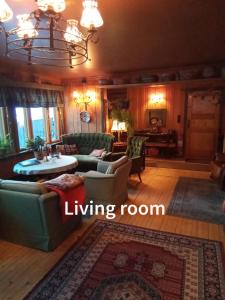 a living room with couches and a living room at Eikre Fjellgård in Hemsedal