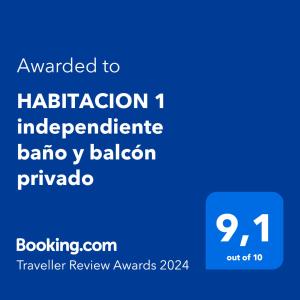 Captura de pantalla de un teléfono móvil con el texto actualizado a batería independiente de hibernación en HABITACION 1 independiente baño y balcón privado, en Bogotá