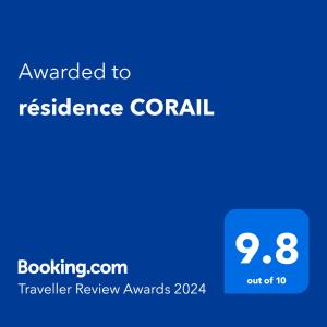ein blauer Telefonbildschirm mit dem Text, der der Widerstandsfähigkeit von Korallen verliehen wird in der Unterkunft Résidence le corail de chat meriem in Sousse