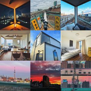 a collage of photos of different types of buildings at 枕木 New house with Huge View for Family-Group in Tokyo