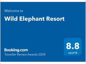 Wild Elephant Resort tesisinde sergilenen bir sertifika, ödül, işaret veya başka bir belge