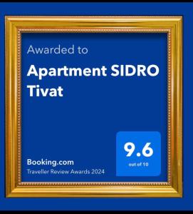 a picture frame with the words upgraded to apartment sliboutra at Apartment SIDRO Tivat in Tivat