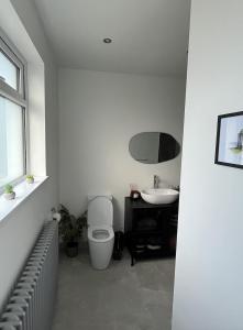 a bathroom with a toilet and a sink at The Bunga, Portrush in Portrush
