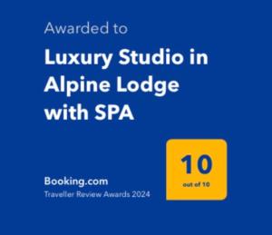 a yellow sign that reads luxiv studio in airline lodge with spa at Luxury Studio in Alpinе Lodge with SPA in Bansko