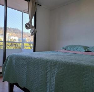 una camera con un letto e una grande finestra di Apart Hotel AR a Santiago