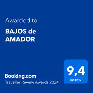 Certifikát, ocenenie alebo iný dokument vystavený v ubytovaní BAJOS de AMADOR