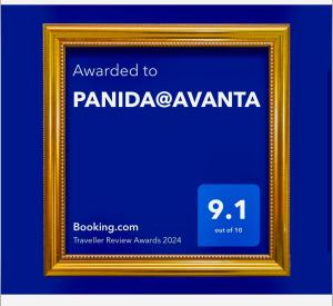 a gold picture frame with the text awarded to pambigayaanu at PANIDA@AVANTA in Koh Samui 