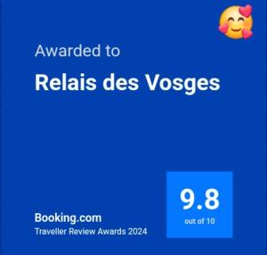 Palkinto, sertifikaatti, kyltti tai muu asiakirja, joka on esillä majoituspaikassa Relais des Vosges