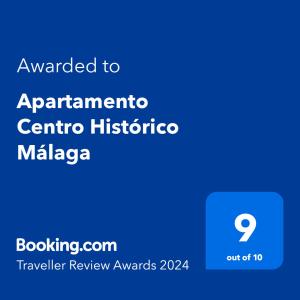 Certifikát, ocenenie alebo iný dokument vystavený v ubytovaní Apartamento Centro Histórico Málaga