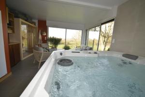 a large bath tub in a room with a kitchen at Le Clos des Marronniers n°1050 in Ecques +32 photos