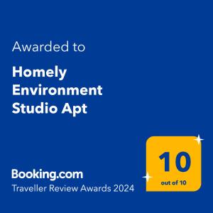 Certyfikat, podpis lub inny dokument wystawiony w obiekcie Homely Environment Studio Apt