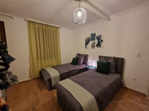 a bedroom with two beds and a couch and a lamp at Moselzauber Güls in Koblenz