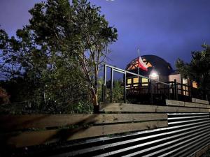 a building with a dome on top of some stairs at Domo en el rincón del paraíso in Ranco