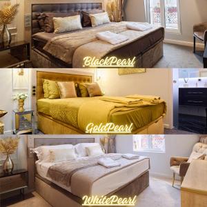 a collage of pictures of a bedroom with two beds at LES PERLES AMIÉNOISES ☆ WHITE PEARL ☆ HYPER CENTRE ☆ in Amiens