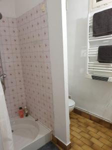 a bathroom with a bath tub and a toilet at Appartement au cœur du Berry in Lignières