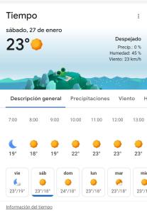 Captura de pantalla de una pantalla de teléfono móvil con una captura de pantalla de la temperatura en ACORAN FAMILY, en Firgas