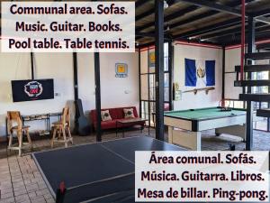 a ping pong room with a ping pong table at Gran Colibrí in San Pedro La Laguna