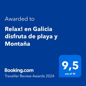 Certyfikat, podpis lub inny dokument wystawiony w obiekcie Relax! en Galicia disfruta de playa y Montaña