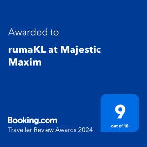 rumaKL at Majestic Maxim tanúsítványa, márkajelzése vagy díja