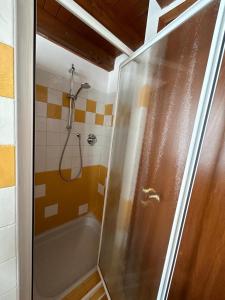 a shower stall in a bathroom with a shower at Valpolicella39 in Verona