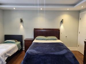 Un pat sau paturi într-o cameră la Toronto Modern House
