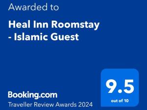 Certifikat, nagrada, logo ili neki drugi dokument izložen u objektu Heal Inn Roomstay - Islam Guest