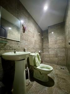 a bathroom with a toilet and a sink at Khách Sạn Hoàng Hà in Ho Chi Minh City