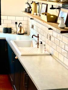 eine Küchentheke mit Spüle in der Küche in der Unterkunft Little Libertys in Shrewsbury