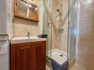 uma casa de banho com um chuveiro, um lavatório e um chuveiro em Le Verdun N°38 - 70m2 - Carcassonne hyper-centre em Carcassonne