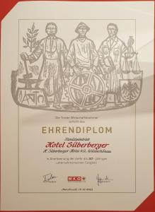 Certifikát, ocenenie alebo iný dokument vystavený v ubytovaní Hotel Silberberger - Wildschönau