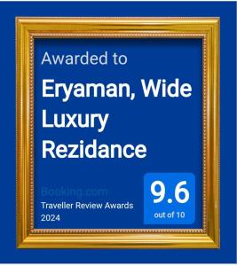 Certifikát, hodnocení, plakát nebo jiný dokument vystavený v ubytování Eryaman, Wide Luxury Rezidance