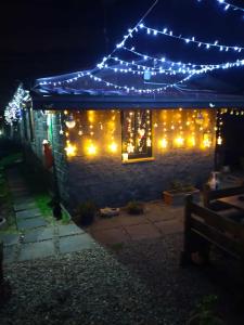 Una casa con le luci di Natale sopra la notte di CHALET IL GELSOMINO DELL'ETNA a Giarre