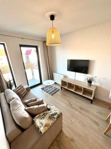 Televízia a/alebo spoločenská miestnosť v ubytovaní Apartament Baltik Star
