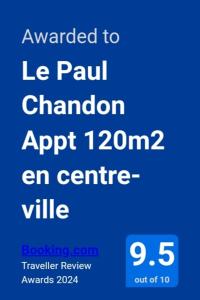 a blue sign that says awarded to le pall chandon april at Le Paul Chandon Centre-ville 4 pers in Épernay