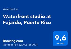 Certifikát, hodnocení, plakát nebo jiný dokument vystavený v ubytování Waterfront studio at Fajardo, Puerto Rico