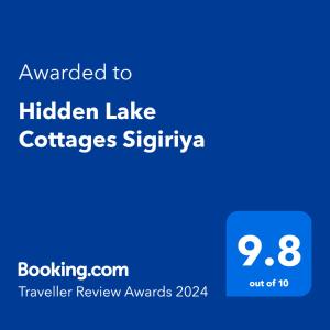 Et logo, certifikat, skilt eller en pris der bliver vist frem på Hidden Lake Cottages Sigiriya