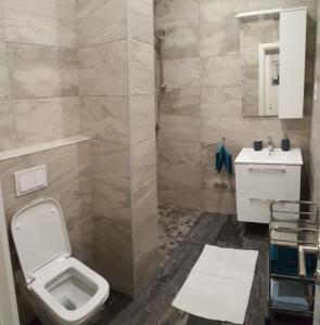 ein Badezimmer mit Toilette und Waschbecken in der Unterkunft Villa Draga Crikvenica in Crikvenica