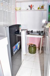 a small kitchen with a stove and a sink at Minari Holiday Homes in Bungoma