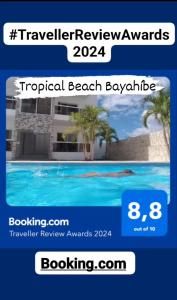 a screenshot of a text message about a hotel swimming pool at Tropical Beach Bayahibe in Bayahibe
