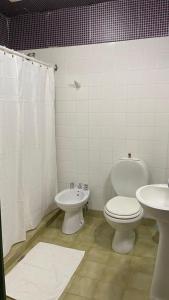 een badkamer met een toilet en een wastafel bij "La Loma" - Vieja Casona in El Calafate