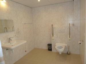uma casa de banho com um WC e um lavatório em Hotel het Zwaantje em Callantsoog
