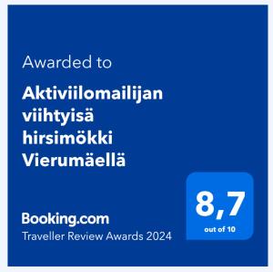 Сертифікат, нагорода, вивіска або інший документ, виставлений в Casa Vierumäki
