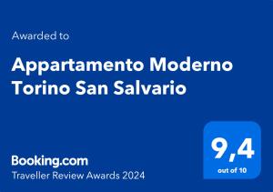 Certifikát, ocenenie alebo iný dokument vystavený v ubytovaní Appartamento Moderno Torino San Salvario